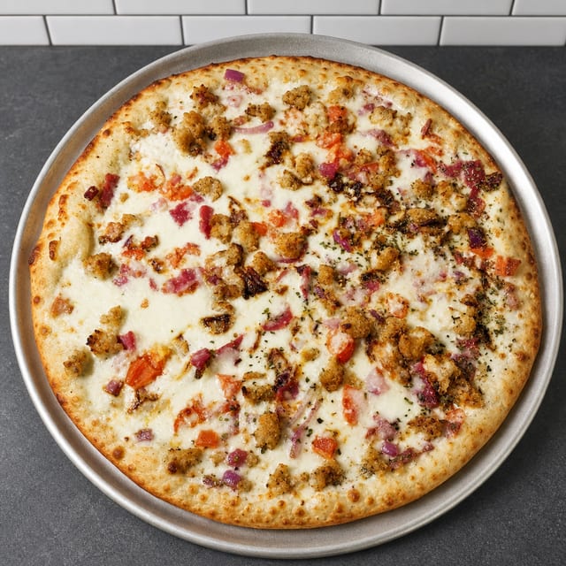 Chicken Alfredo Pizza.