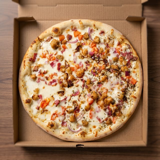 Chicken Alfredo Pizza.